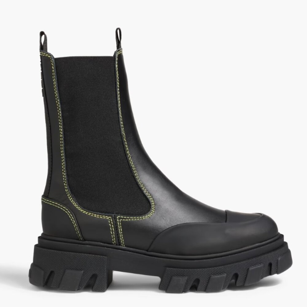GANNI black Leather Chelsea Boots size EU40/ 9-9.5 Women's. NIB New in Box